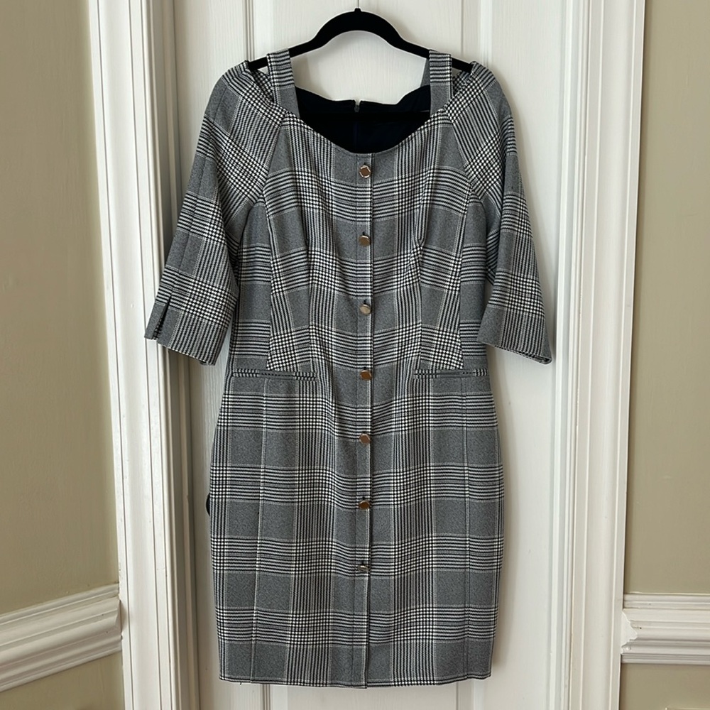 Ivanka Trump Women’s Gray Black White Striped Dress